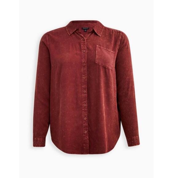 TORRID Twill Button-Up Long Sleeve Shirt Sz 1 - Picture 7 of 9